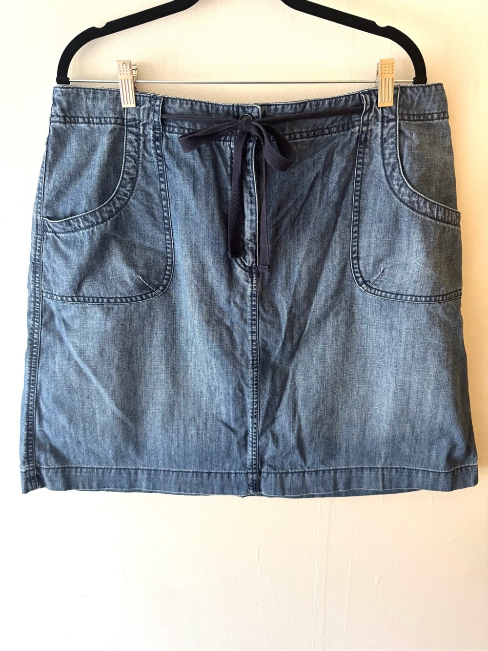 Talbots Light Blue Denim Skirt with Front Drawstring